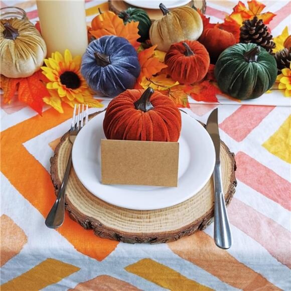 16 Pcs Assorted Small Faux Rustic Harvest Velvet Pumpkins Decorative Rust Orange - Picture 6 of 8